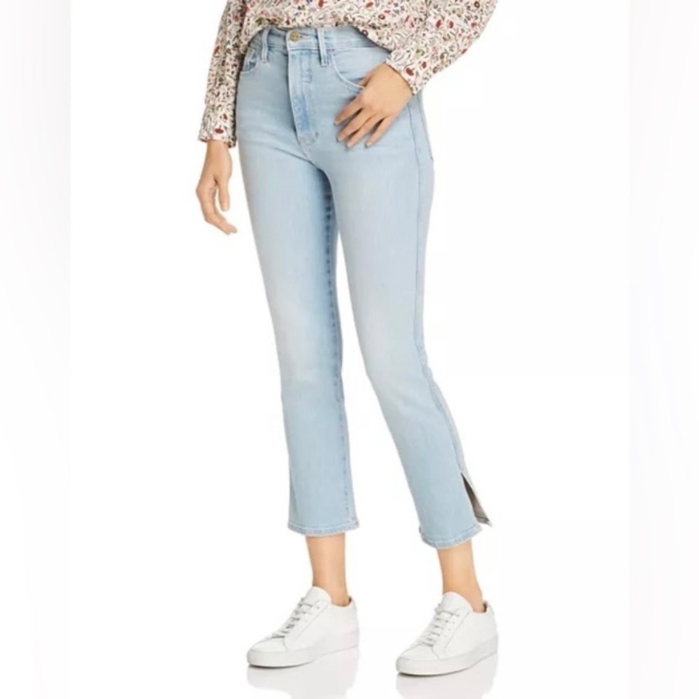 FRAME 28 Le Sylvie Crop Jeans High Rise Straight Ankle Womens Light Wash Stretch